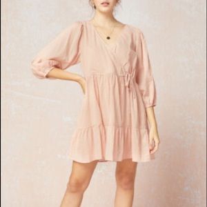 Entro Pink textured Swiss dot Dress